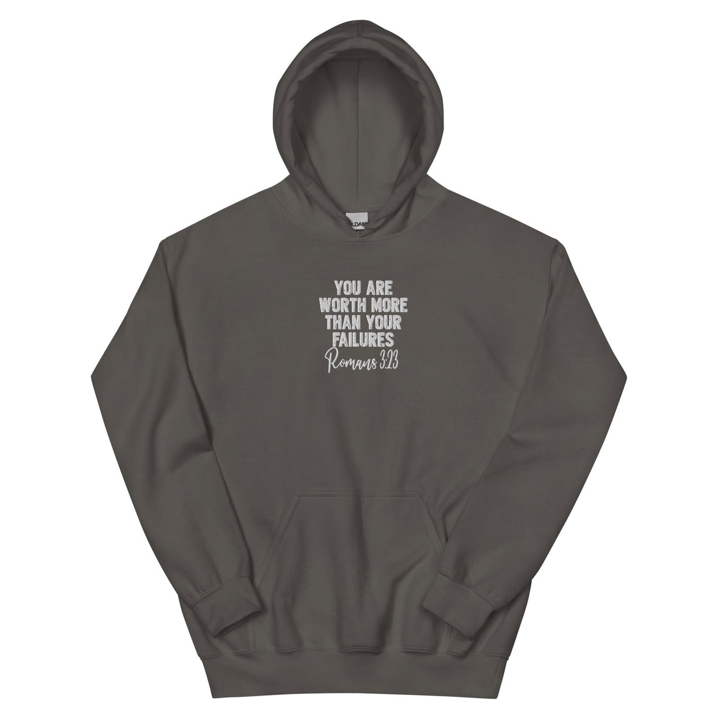 Worth More Than Your Failures Christian Unisex Embroidered Hooded Sweatshirt - ClaimedbyGodDesigns