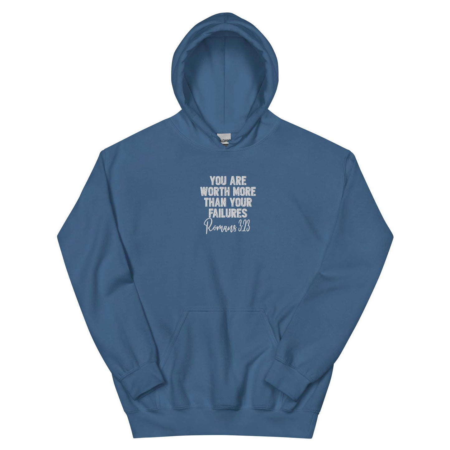 Worth More Than Your Failures Christian Unisex Embroidered Hooded Sweatshirt - ClaimedbyGodDesigns