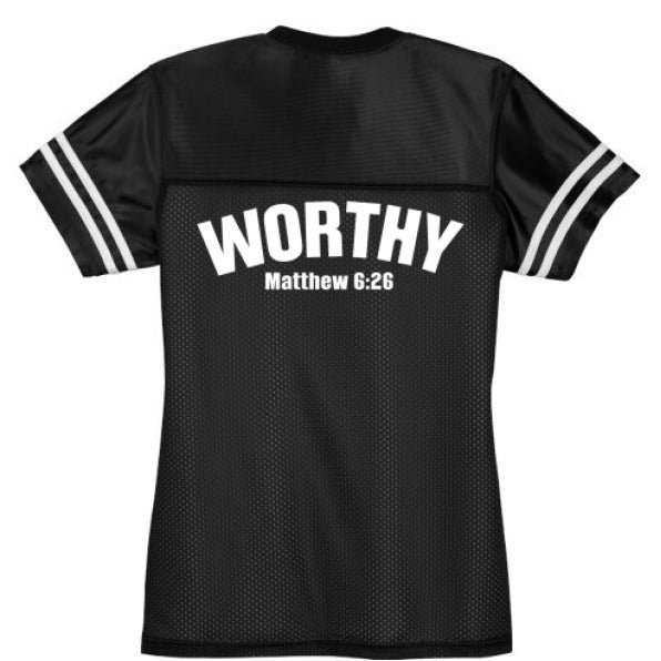 Worthy Women's Christian Jersey - ClaimedbyGodDesigns