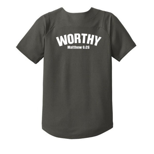 Worthy Youth Christian Full-button Jersey - ClaimedbyGodDesigns