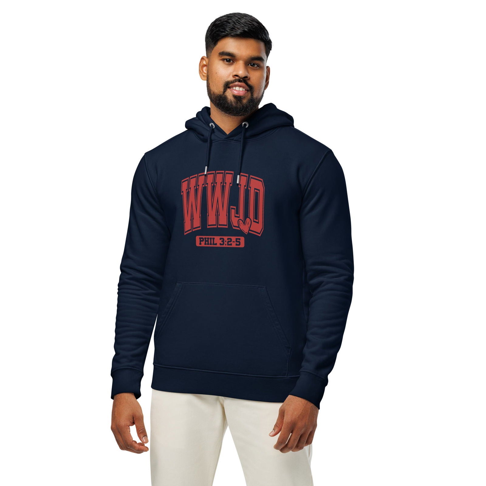 WwJD Unisex Christian essential organic hooded sweatshirt - ClaimedbyGodDesigns