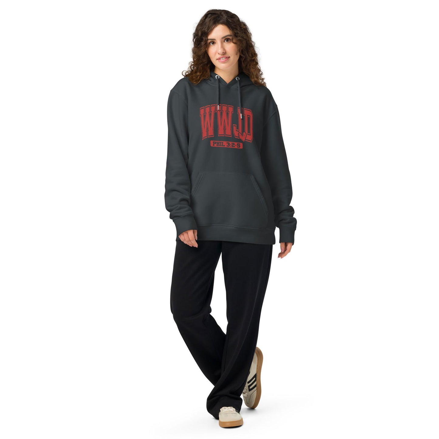 WwJD Unisex Christian essential organic hooded sweatshirt - ClaimedbyGodDesigns