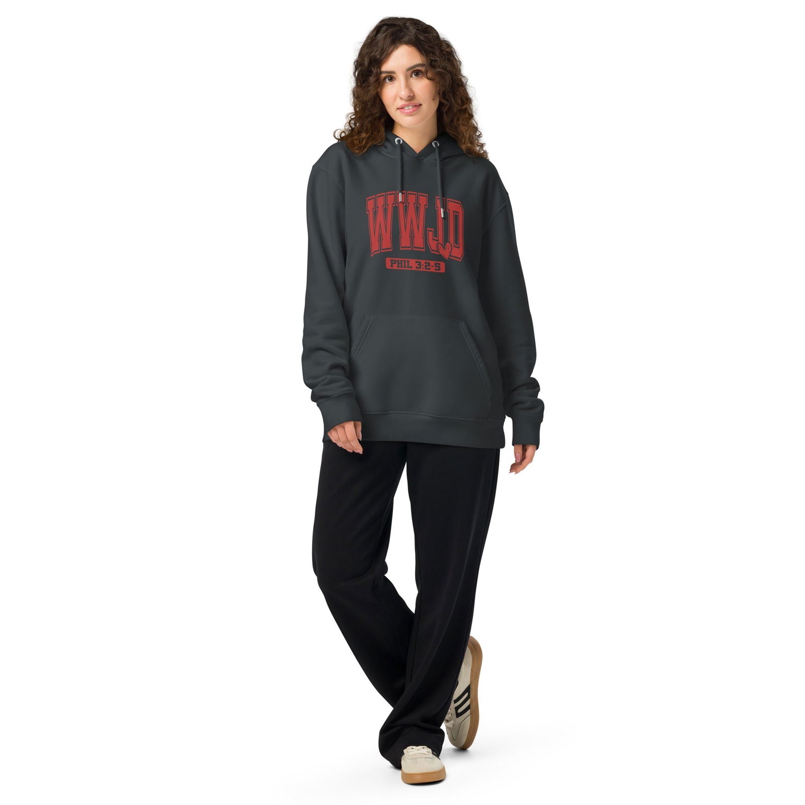 WwJD Unisex Christian essential organic hooded sweatshirt - ClaimedbyGodDesigns