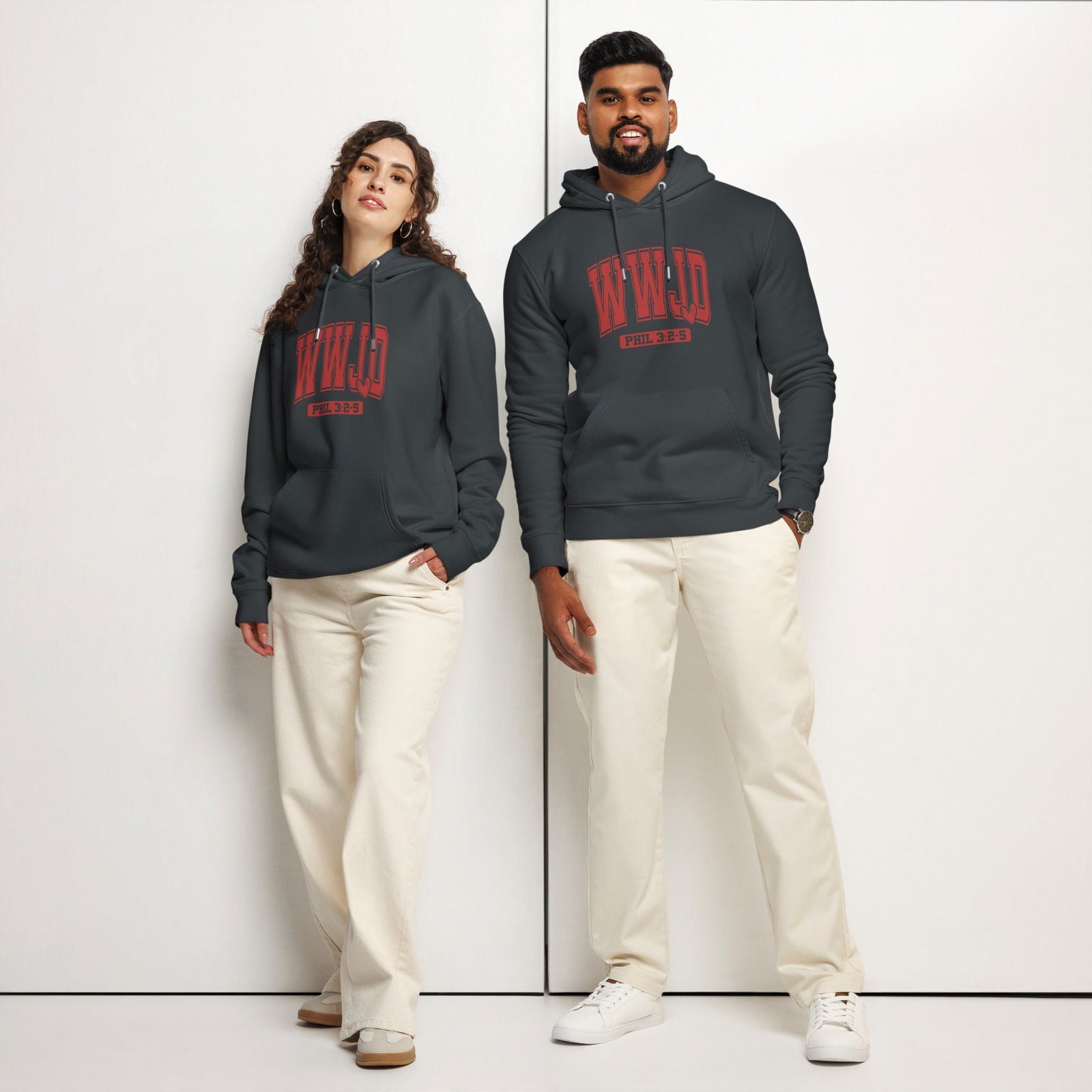 WwJD Unisex Christian essential organic hooded sweatshirt - ClaimedbyGodDesigns