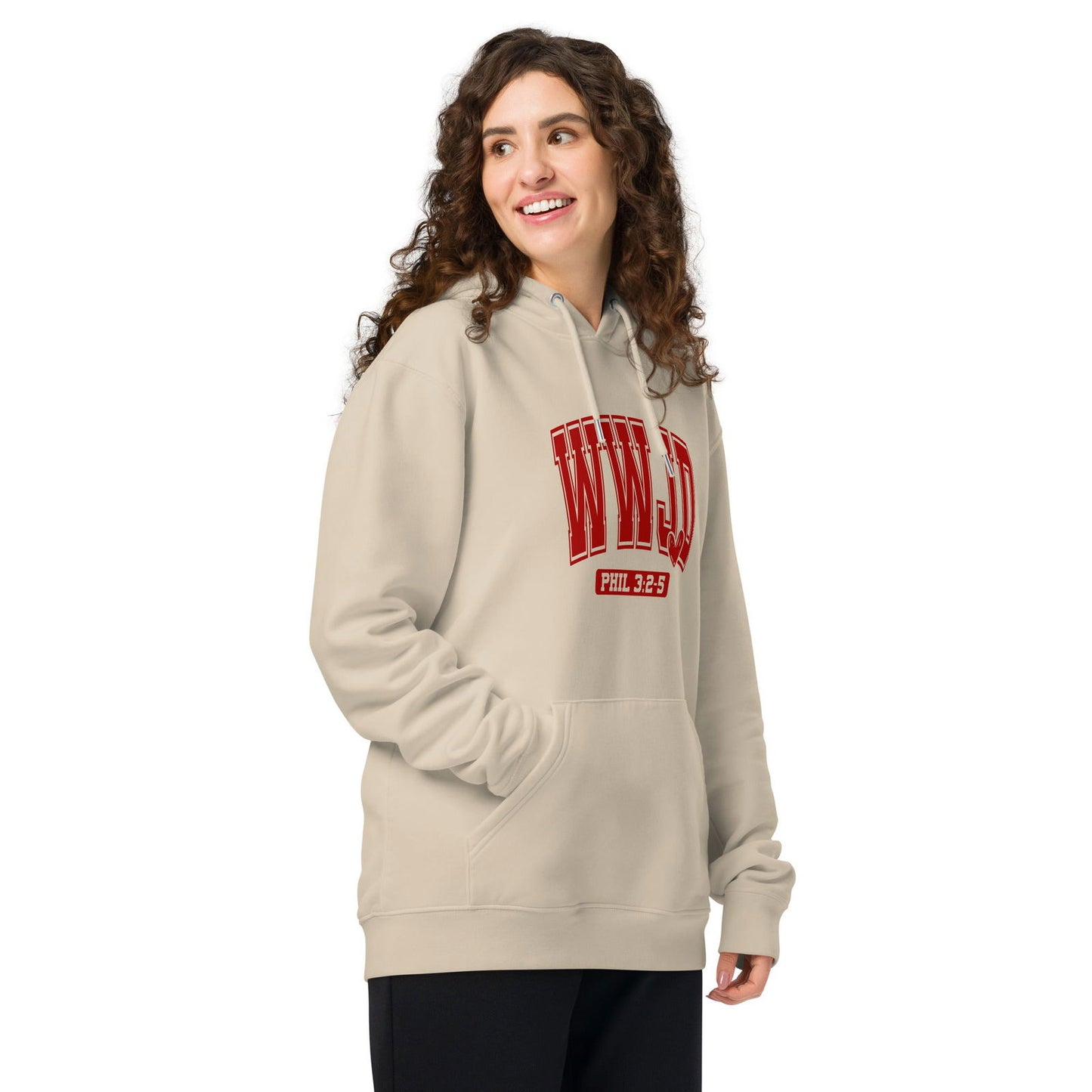 WwJD Unisex Christian essential organic hooded sweatshirt - ClaimedbyGodDesigns
