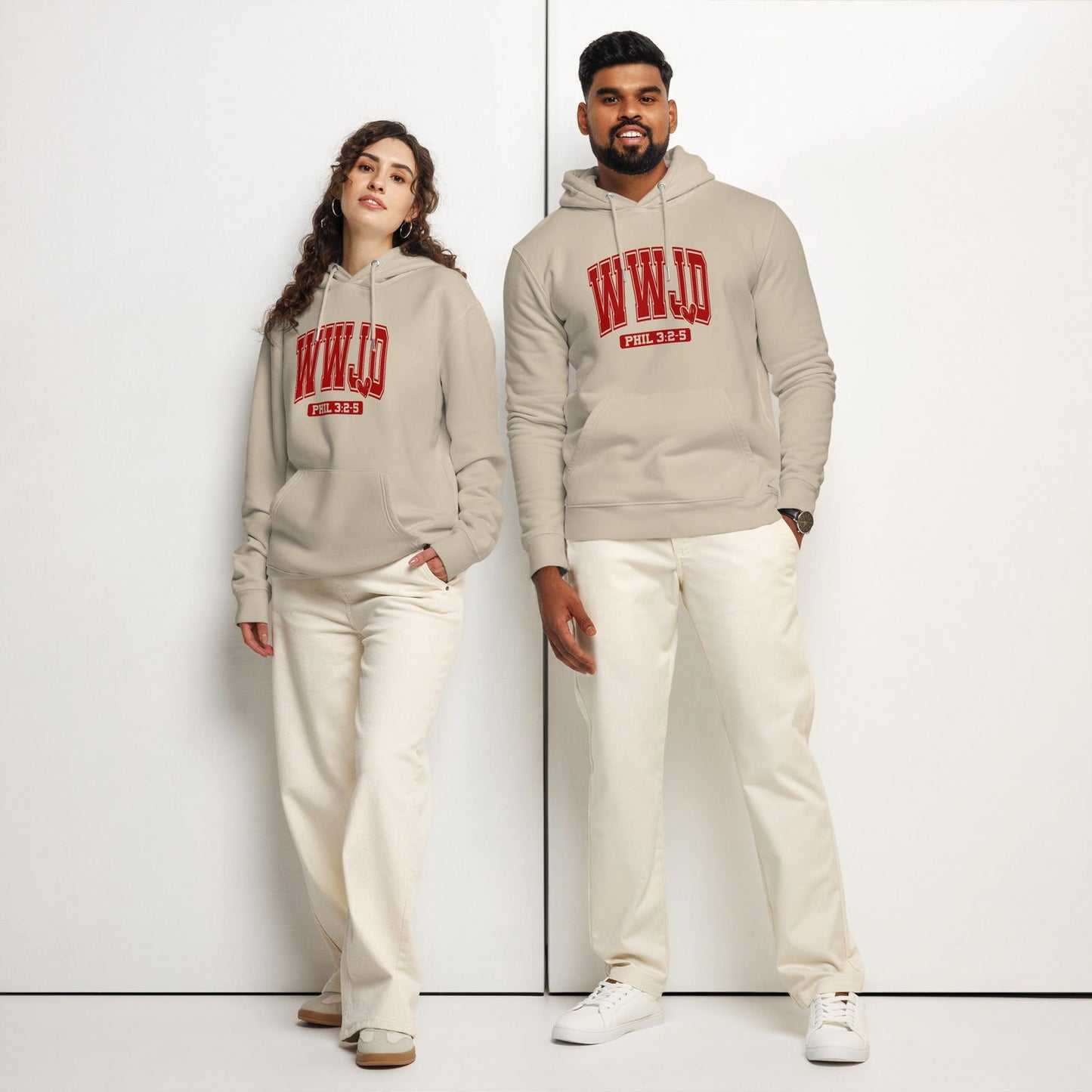 WwJD Unisex Christian essential organic hooded sweatshirt - ClaimedbyGodDesigns