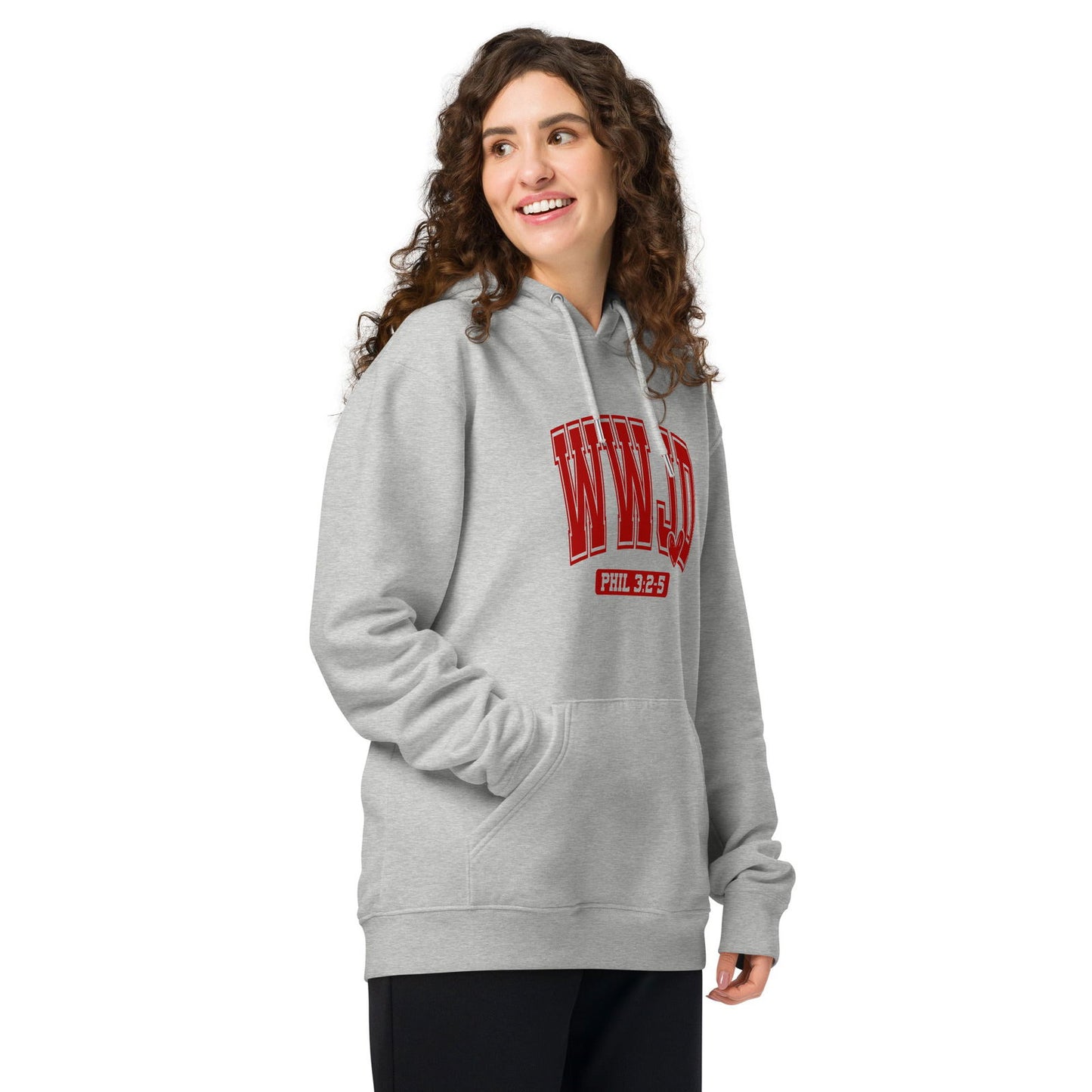 WwJD Unisex Christian essential organic hooded sweatshirt - ClaimedbyGodDesigns
