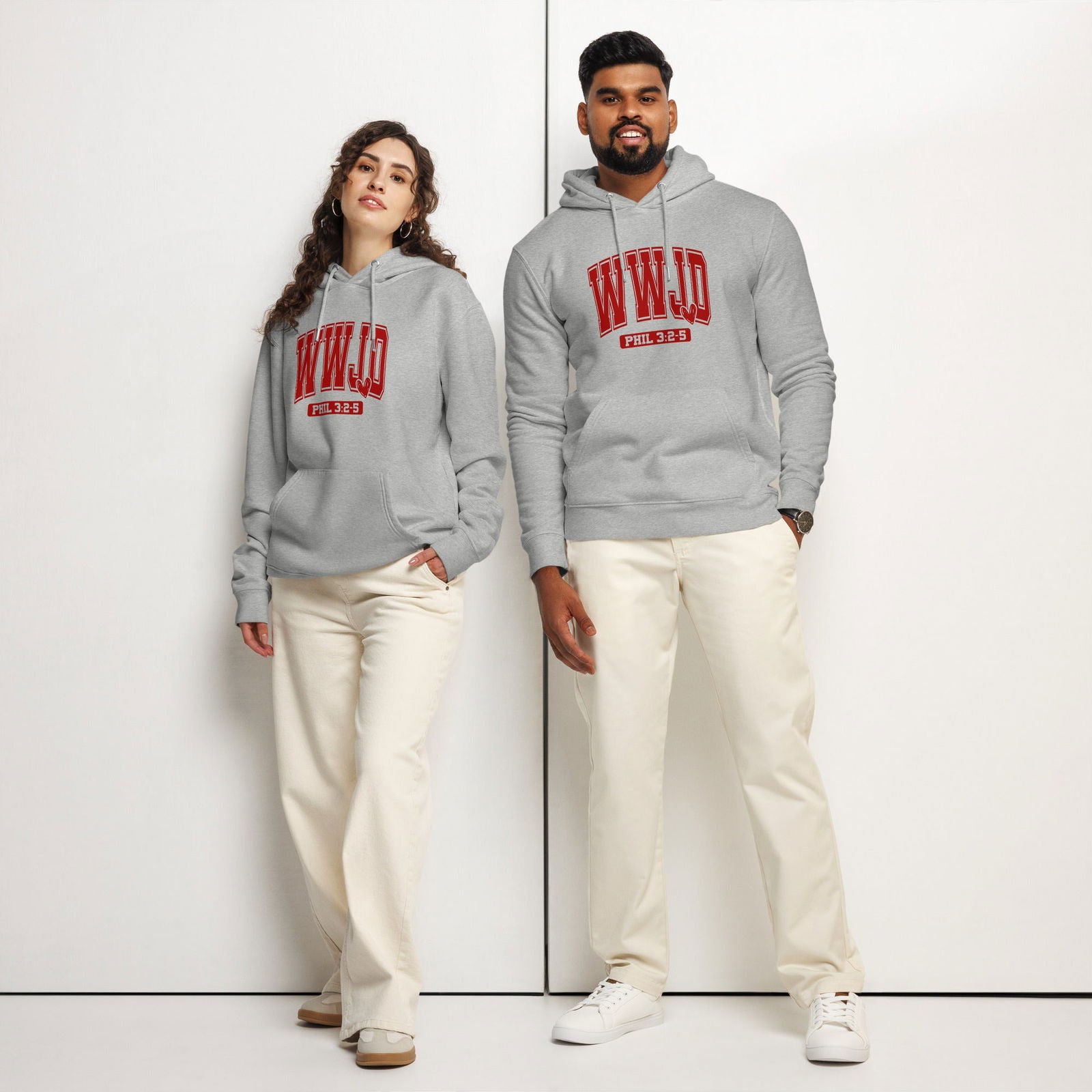 WwJD Unisex Christian essential organic hooded sweatshirt - ClaimedbyGodDesigns