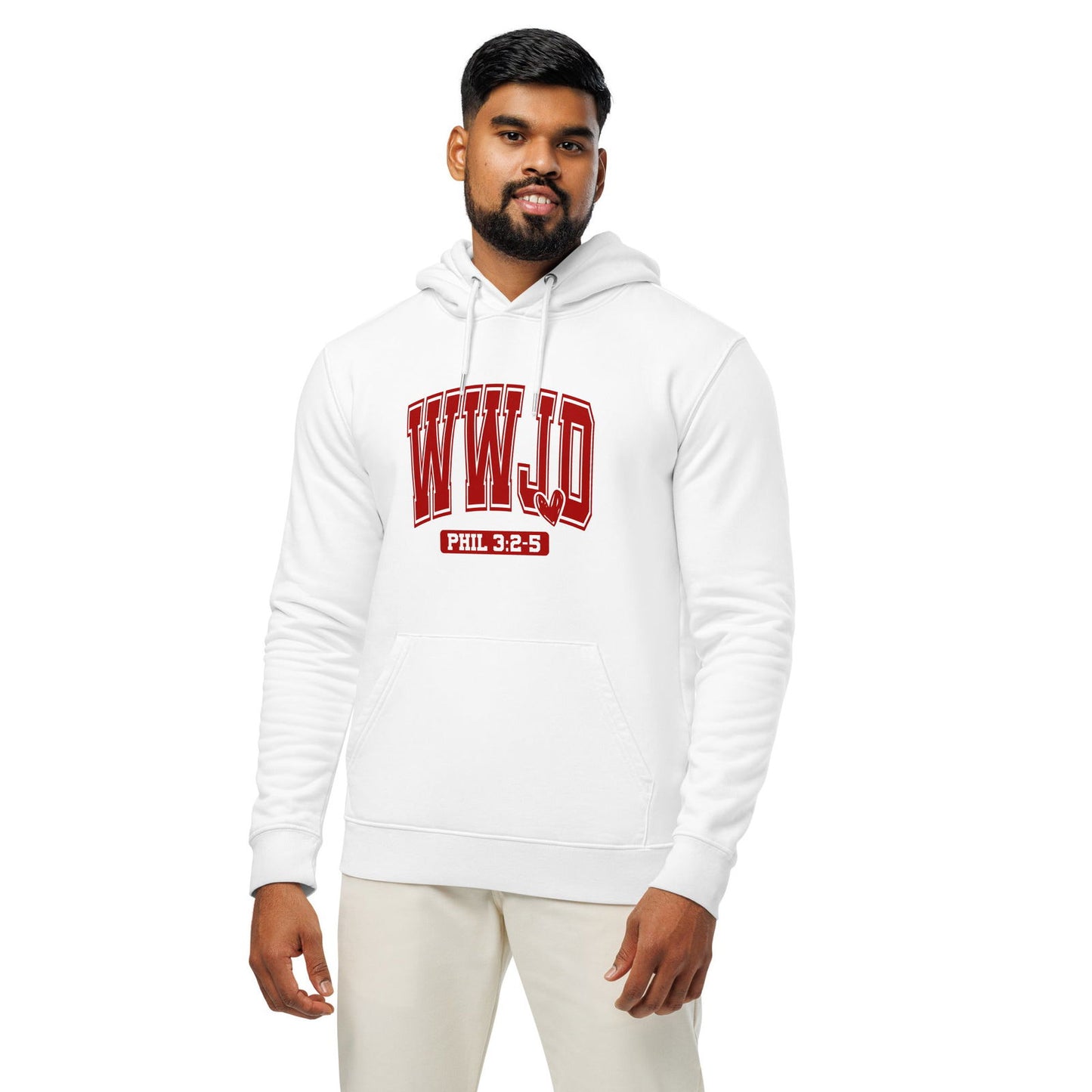 WwJD Unisex Christian essential organic hooded sweatshirt - ClaimedbyGodDesigns