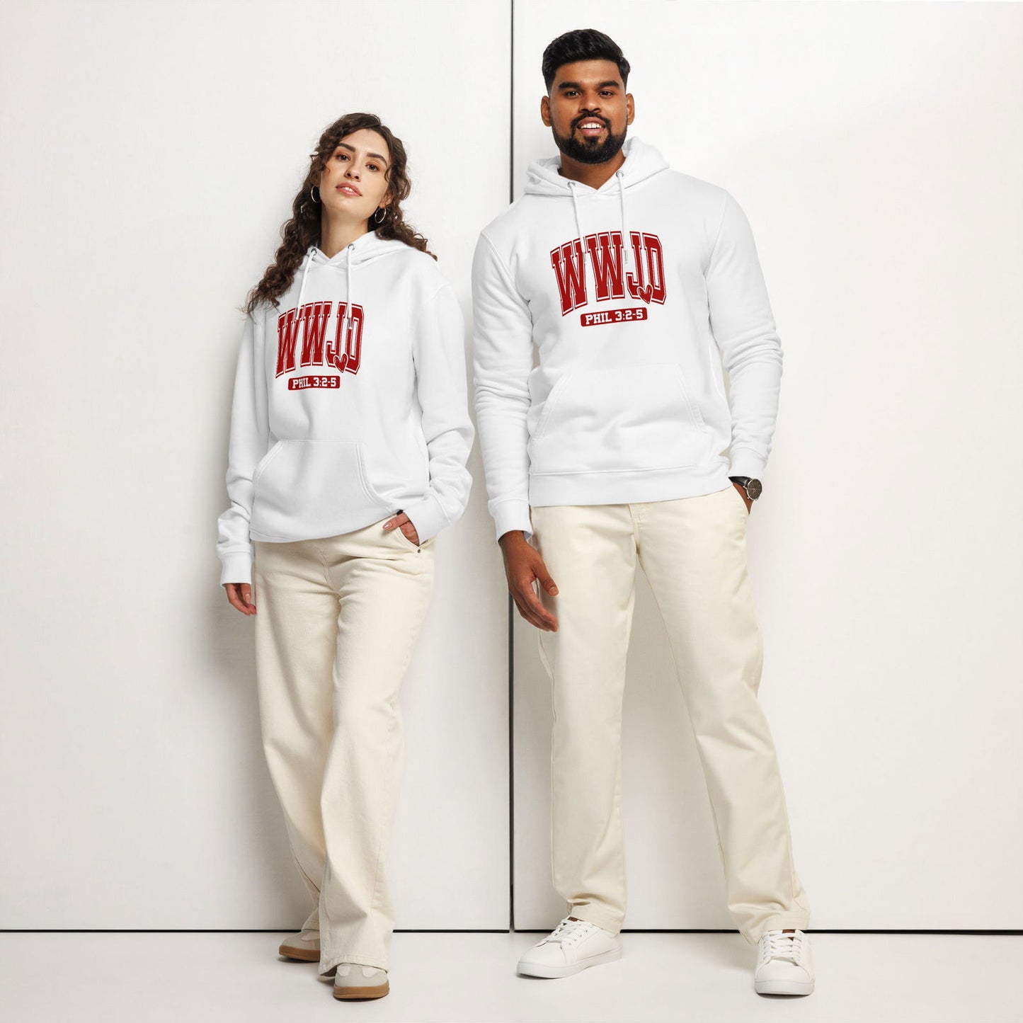 WwJD Unisex Christian essential organic hooded sweatshirt - ClaimedbyGodDesigns