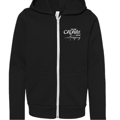 You Are Amazing Youth Christian Sponge Fleece Full-Zip Hooded Sweatshirt - ClaimedbyGodDesigns
