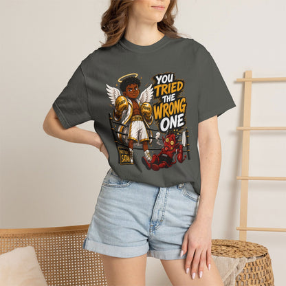 You Tried The Wrong One Boxing Angel T-Shirt - ClaimedbyGodDesigns