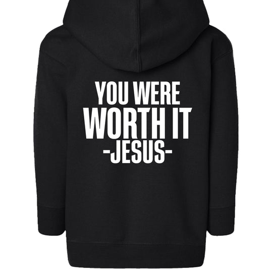 You Were Worth It Signed Jesus Toddler Christian Full-Zip Hooded Sweatshirt - ClaimedbyGodDesigns