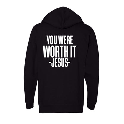 You Were Worth It Signed Jesus Unisex Full-zip Hooded Sweatshirt - ClaimedbyGodDesigns
