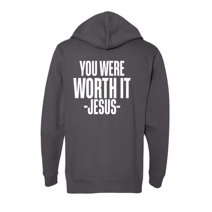 You Were Worth It Signed Jesus Unisex Full-zip Hooded Sweatshirt - ClaimedbyGodDesigns