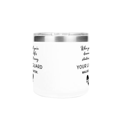 Youre Lifeguard Christian 14oz Stainless Steel Coffee Mug Coffee Cup with Lid and Handle - ClaimedbyGodDesigns