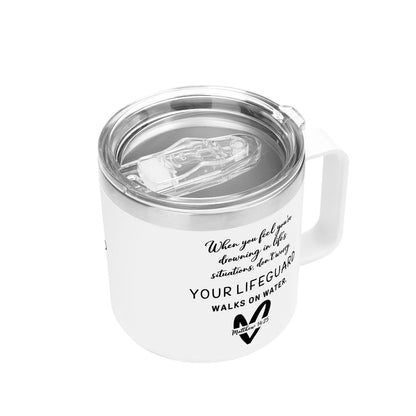 Youre Lifeguard Christian 14oz Stainless Steel Coffee Mug Coffee Cup with Lid and Handle - ClaimedbyGodDesigns