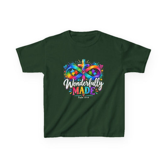 Youth Autism Awareness T-Shirt — Rainbow Infinity Heart "You’re Proud, You’re Made" Graphic Tee - Claimed by God Designs