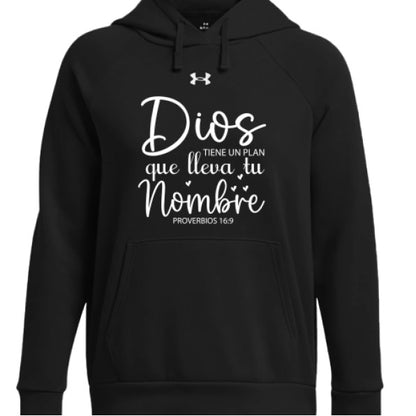 Dios Tiene Un Plan Que Lleva Tu Nombre Women's Spanish Christian Pullover Fleece Hooded Sweatshirt - ClaimedbyGodDesigns