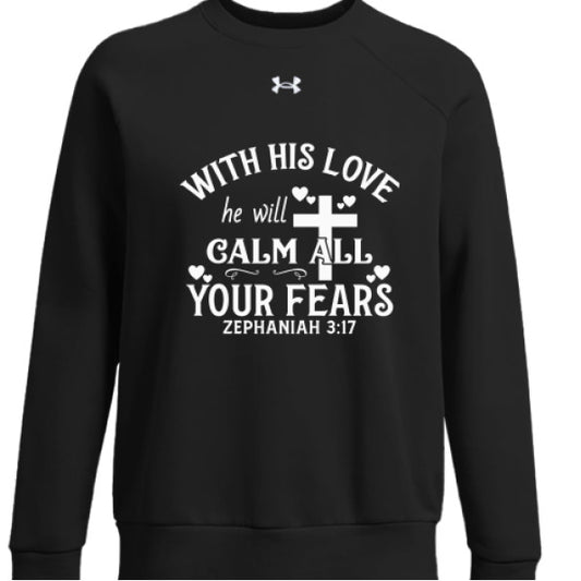 He Will Calm Your Fears Women’s Christian Fleece Pullover Sweatshirt - ClaimedbyGodDesigns