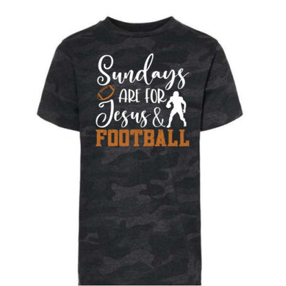 Sundays Are For Him and Football Youth Christian Jersey T-shirt - ClaimedbyGodDesigns