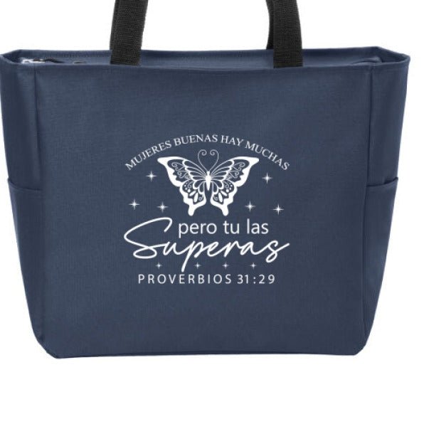 Mujeres Buenas Hay Muchas, Pero Tú Las Superas Spanish Christian Tote Bag - ClaimedbyGodDesigns