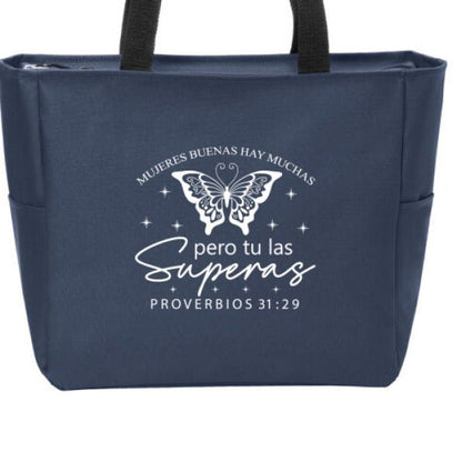 Mujeres Buenas Hay Muchas, Pero Tú Las Superas Spanish Christian Tote Bag - ClaimedbyGodDesigns