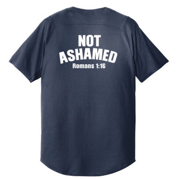 Not Ashamed Men's Christian Full - button Jersey - ClaimedbyGodDesigns