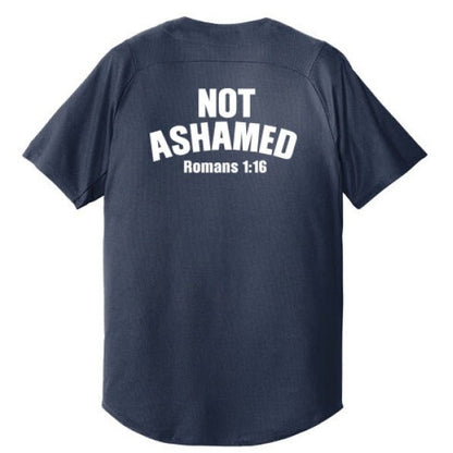 Not Ashamed Men's Christian Full - button Jersey - ClaimedbyGodDesigns