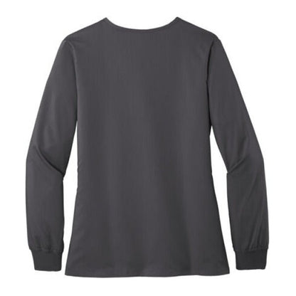 He Did It Women’s Christian Premiere Flex Full - Zip Scrub Jacket – Comfortable, Stylish, and Flexible Workwear - ClaimedbyGodDesigns