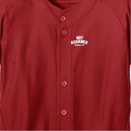 Not Ashamed Youth Christian Full Button Jersey - ClaimedbyGodDesigns