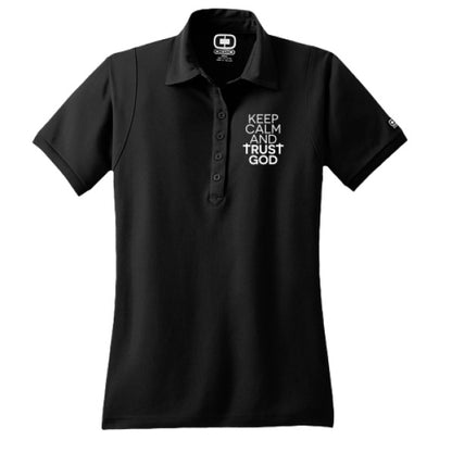 Keep Calm and Trust Him Women's Christian Polo T-shirt - ClaimedbyGodDesigns