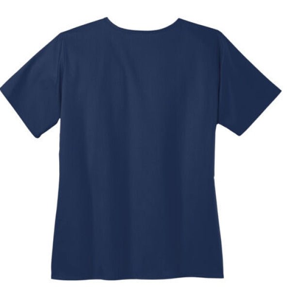 He Did It Women’s WorkFlex Mock Wrap Christian Scrub Top – Comfortable, Stylish, and Professional Workwear - ClaimedbyGodDesigns