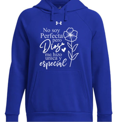 No Soy Perfecta Pero Dios Me Hizo Única y Especial Women's Spanish Christian Pullover Fleece Hooded Sweatshirt - ClaimedbyGodDesigns