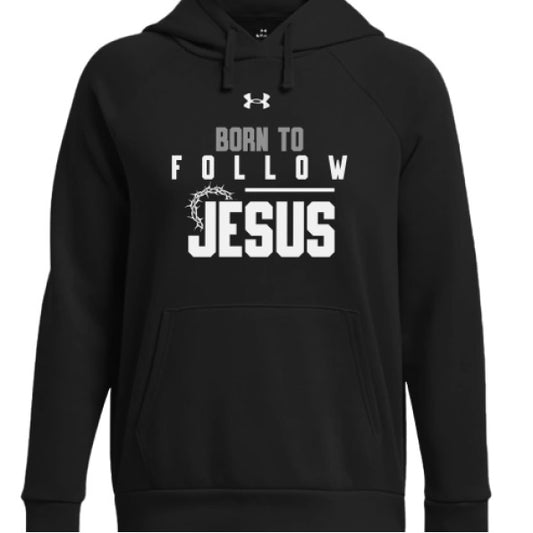 Born To Follow Him Women's Christian Pullover Fleece Hooded Sweatshirt - ClaimedbyGodDesigns