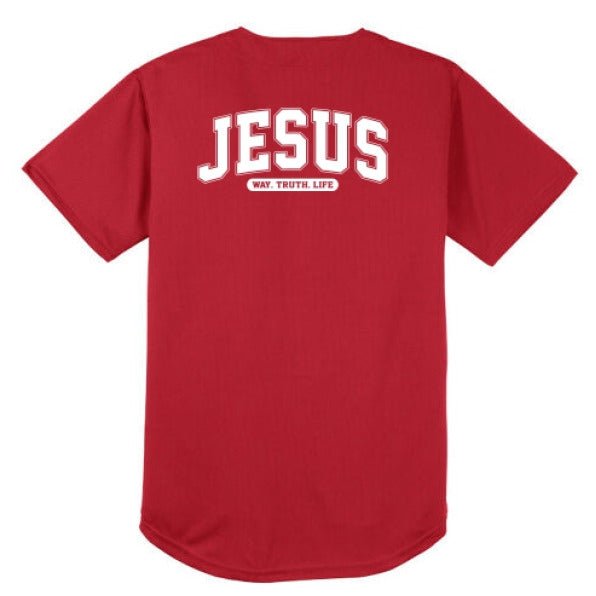 Way Truth Life Men’s Christian Full Button Jersey - ClaimedbyGodDesigns