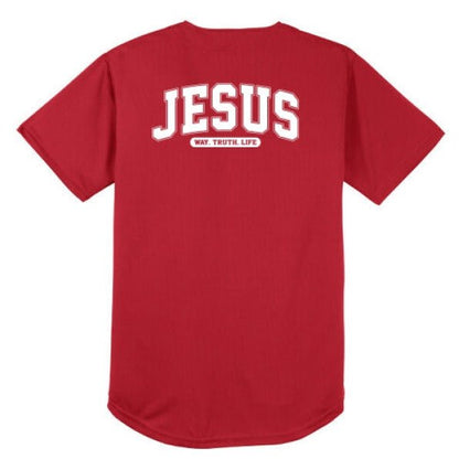 Way Truth Life Men’s Christian Full Button Jersey - ClaimedbyGodDesigns