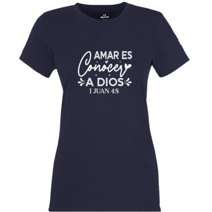 Amar Es Conocer a Dios Women's Spanish Christian T-shirt - ClaimedbyGodDesigns
