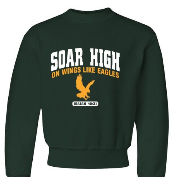 Soar High Youth Christian Pullover Fleece Sweatshirt - ClaimedbyGodDesigns
