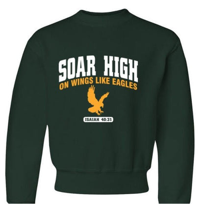 Soar High Youth Christian Pullover Fleece Sweatshirt - ClaimedbyGodDesigns