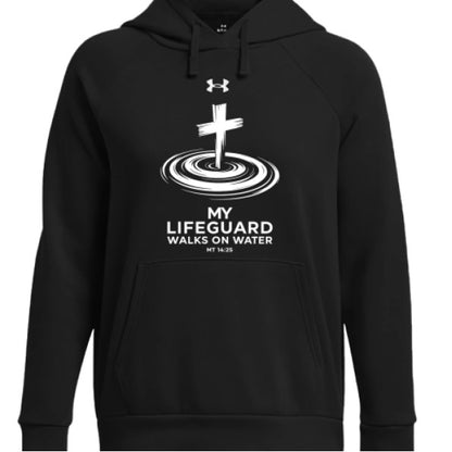 My Lifeguard Walks On Water Women's Christian Pullover Fleece Hooded Sweatshirt - ClaimedbyGodDesigns