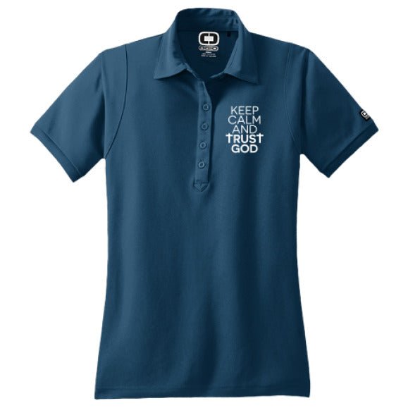 Keep Calm and Trust Him Women's Christian Polo T-shirt - ClaimedbyGodDesigns