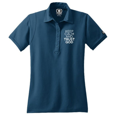 Keep Calm and Trust Him Women's Christian Polo T-shirt - ClaimedbyGodDesigns