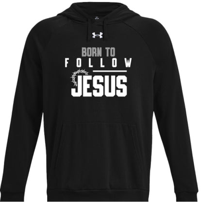 Born To Follow Him Men's Christian Pullover Fleece Hooded Sweatshirt - ClaimedbyGodDesigns