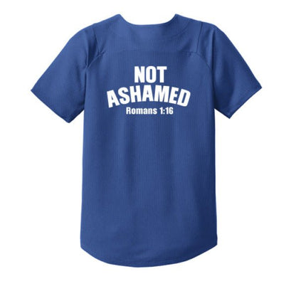 Not Ashamed Youth Christian Full Button Jersey - ClaimedbyGodDesigns