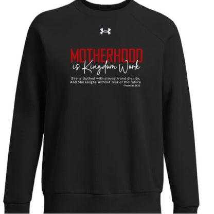 Motherhood Is Kingdom Work Women's Christian Pullover Fleece Sweatshirt - ClaimedbyGodDesigns