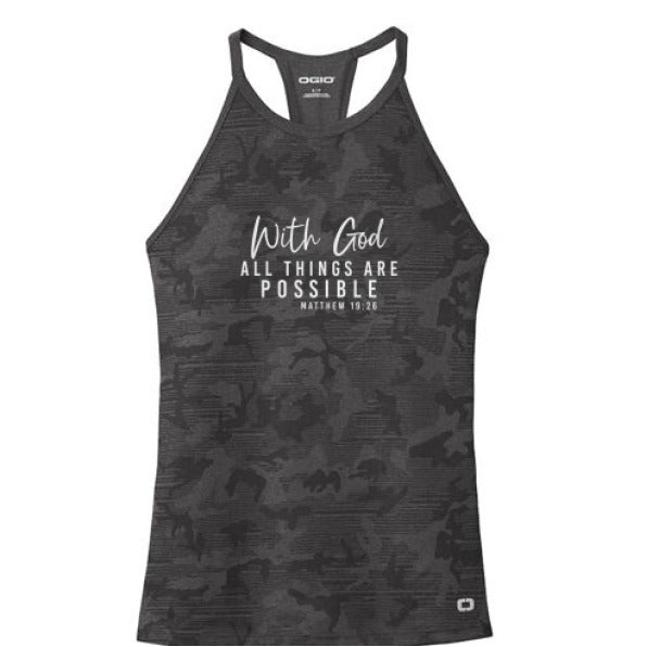 All Things Are Possible Christian Gym Tank Top | Faith - Based Workout Apparel for Women - ClaimedbyGodDesigns