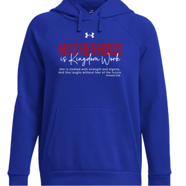 Motherhood Is Kingdom Work Women's Christian Pullover Fleece Hooded Sweatshirt - ClaimedbyGodDesigns