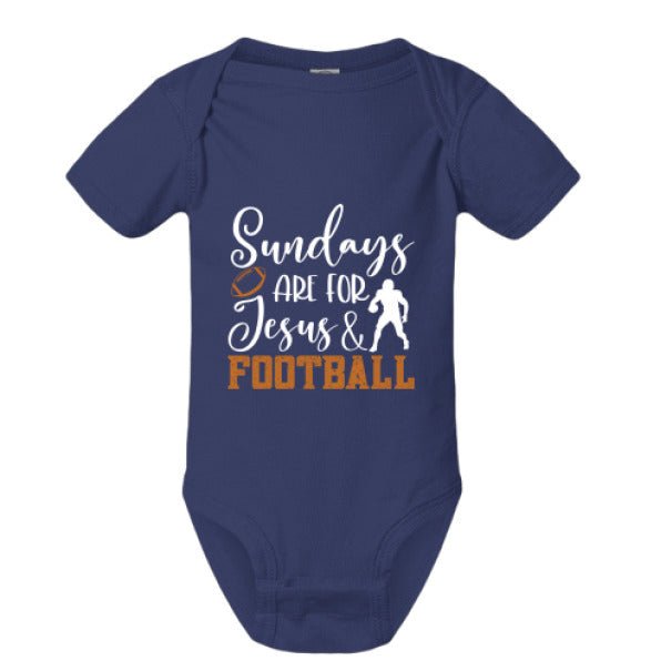 Sundays Are For Him and Football Christian Baby Jumpsuit - ClaimedbyGodDesigns