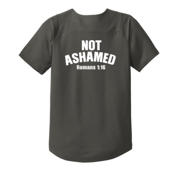 Not Ashamed Youth Christian Full Button Jersey - ClaimedbyGodDesigns